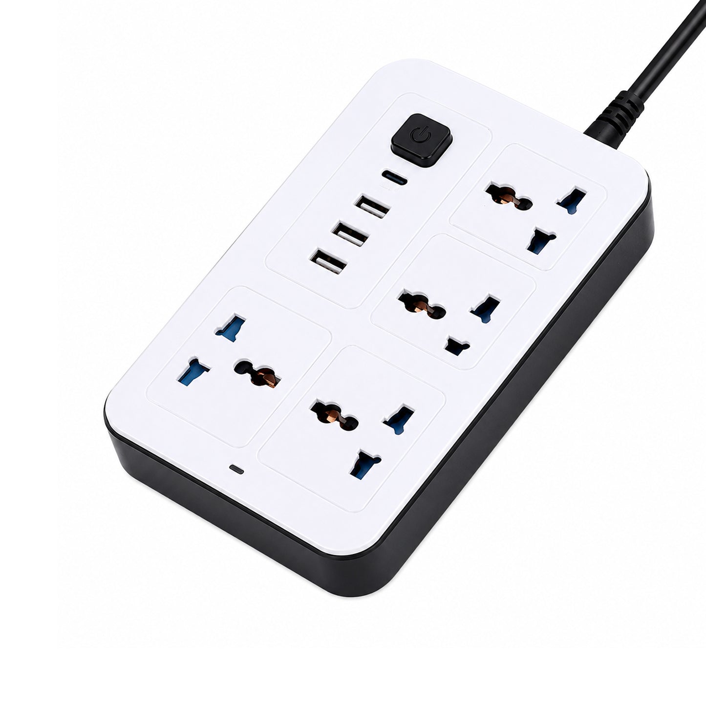GKK GUOKANG A37 Power Extension Board with 4 Universal Sockets, 3 USB Ports & 1 PD Fast Charging Port, 2000W, 2m Power Cord, 10A Multi Plug Extension Socket – White