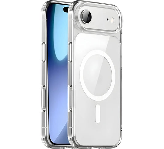 Premium Magnetic Transparent Phone Case for iPhone 17 Air Crystal Clear Protective Cover with Strong Magnetic Ring for Wireless Charging