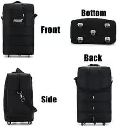 Travel Moving Trolley Luggage Foldable Bag with Wheels, Waterproof Zipper, Extendable Duffel Organiser, Lightweight