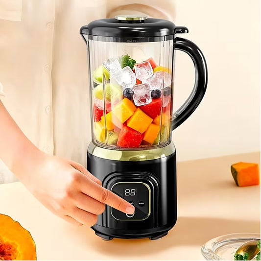 Portable Rechargeable Double-Knife Blender Juicer with Stainless Steel Blades, 1000ml Large Capacity Smoothie Maker, USB Charging Multipurpose Fruit and Ice Crusher Black