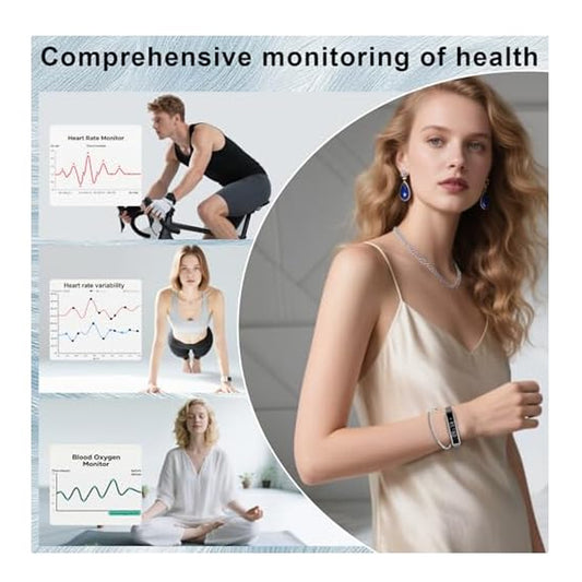 Smart Bracelet Fitness Tracker with Waterproof Heart Rate, Sleep Monitoring Bluetooth 5.3 Health Tracker Bracelet Designed for Ladies and Gents Silver