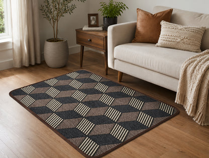 Geometric Anti-Slip Floor Mat 80 x 50 cm Soft Absorbent Rug for Bedroom, Living Room, Bathroom, Kitchen & Entryway Washable Non-Skid Decorative Door Mat