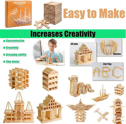 100 PCS Wooden Colour Building Blocks Set for Kids Natural Wood Stacking Blocks Construction Toy Building Kit Educational STEM Toy for Boys and Girls