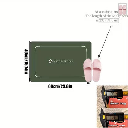 Quick-Drying Mud Bathroom Mat Non-Slip Super Absorbent Floor Rug, Soft Fast-Dry Bath Carpet for Bathroom, Kitchen & Entrance Green