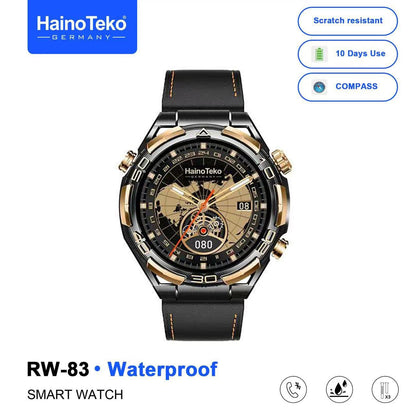 Haino Teko RW-83 Waterproof Smart Watch with Bluetooth Calling AMOLED Display, Compass, 10-Day Battery Life & 3 Interchangeable Straps Designed for Men