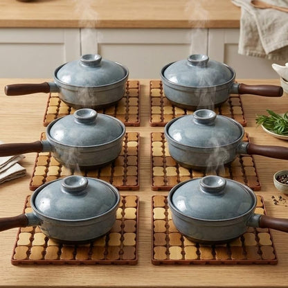 Pack of 6 Premium Bamboo Trivet Set – Professional Heat Protection & Anti-Slip Kitchen Hot Pads