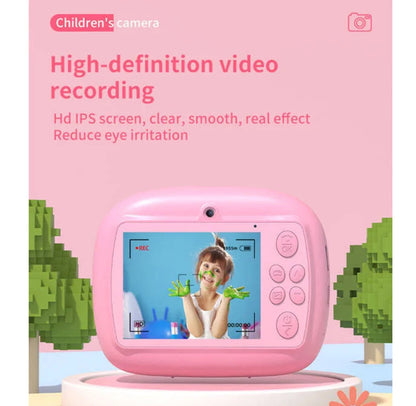 KC02 Kids Instant Print Camera Thermal Printing Camera for Children with 2.4” LCD Screen | Video Recording | MP3 Player | Rechargeable Battery | Includes Print Paper Pink