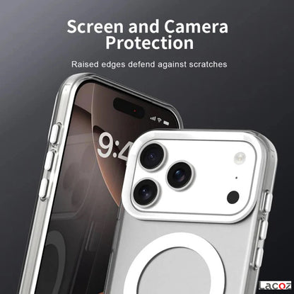 Premium Magnetic Transparent Phone Case for iPhone 17 Pro Max Crystal Clear Protective Cover with Strong Magnetic Ring for Wireless Charging