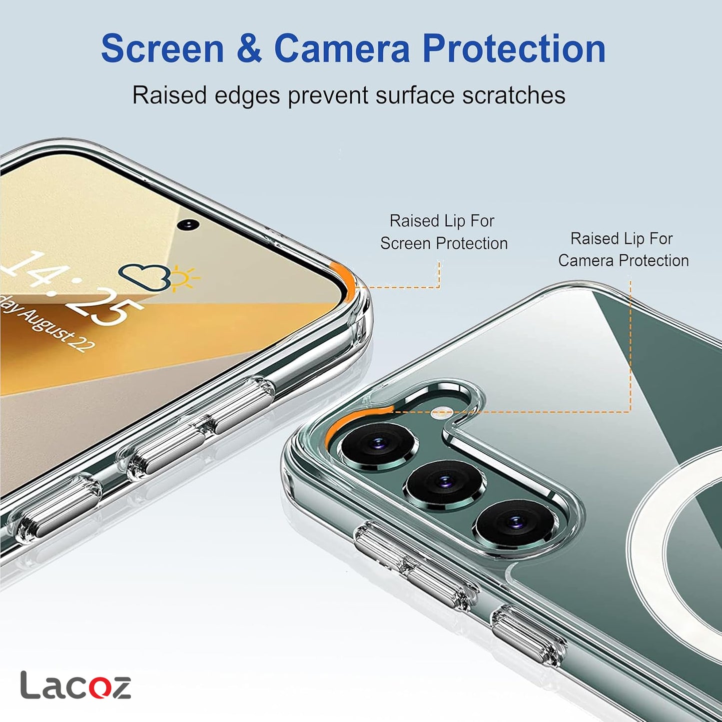Premium Magnetic Transparent Phone Case for Samsung Galaxy S23 Plus Crystal Clear Protective Cover with Strong Magnetic Ring for Wireless Charging