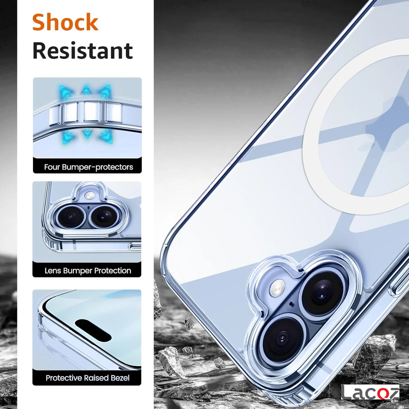 Premium Magnetic Transparent Phone Case for iPhone 17 Crystal Clear Protective Cover with Strong Magnetic Ring for Wireless Charging