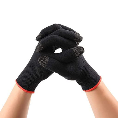 Game Gloves for Mobile Gaming Anti-Sweat Breathable Touch Finger Gloves with High Sensitivity, Anti-Slip & Stretch Fit for PUBG, COD, Racing & FPS Games Black