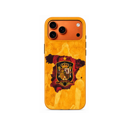 Lacoz Football Theme Spain Team Logo Printed Slim Fit Anti-Scratch Back Case with Precision Cut-Outs and Comfortable Grip Shockproof Protective Cover Compatible With iPhone 17 Pro Max