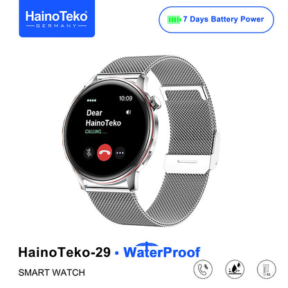 Haino Teko 29 Waterproof Design Smart Watch With AMOLED Display BT Calling 3 Pair Straps and Charging Cable Designed for Ladiesand Gents