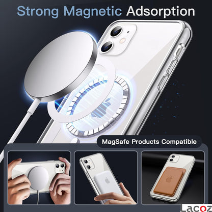 Premium Magnetic Transparent Phone Case for iPhone 11 Crystal Clear Protective Cover with Strong Magnetic Ring for Wireless Charging