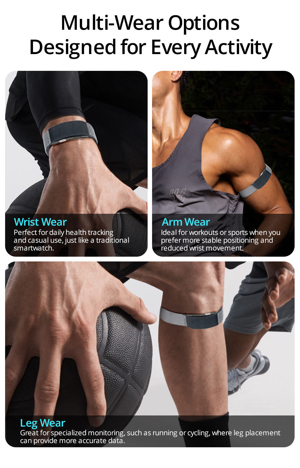 Smart Health Tracking Bracelet with Sleep Analysis, Activity Tracking & Long Battery Life Designed for Ladies and Gents Grey