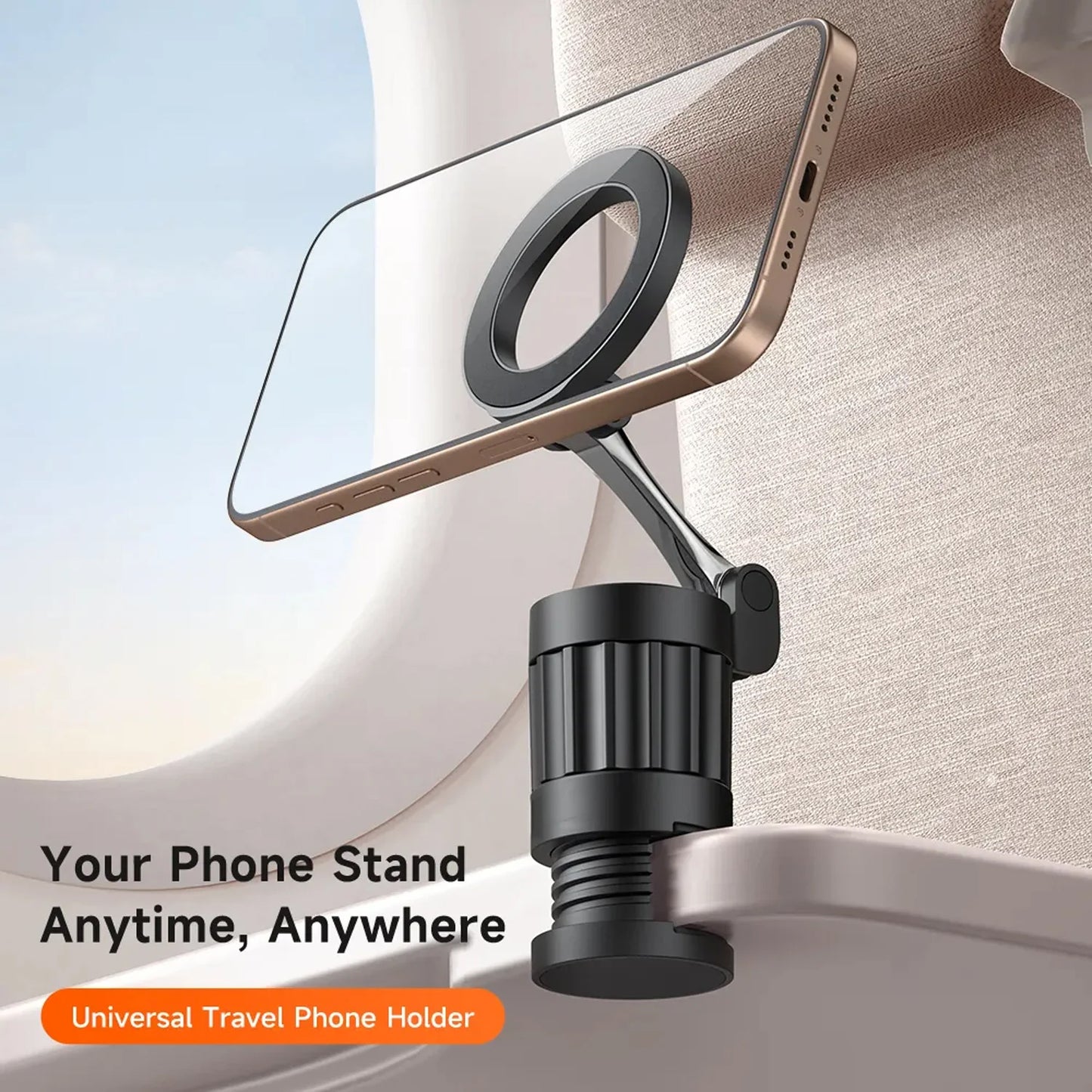 Universal Magnetic Travel Phone Holder Foldable Adjustable Mobile Phone Stand, Strong Magnetic Mount, Multi-Angle Rotation, Compact Portable Holder for Car, Desk, Travel & Home Use