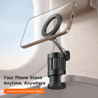 Universal Magnetic Travel Phone Holder Foldable Adjustable Mobile Phone Stand, Strong Magnetic Mount, Multi-Angle Rotation, Compact Portable Holder for Car, Desk, Travel & Home Use
