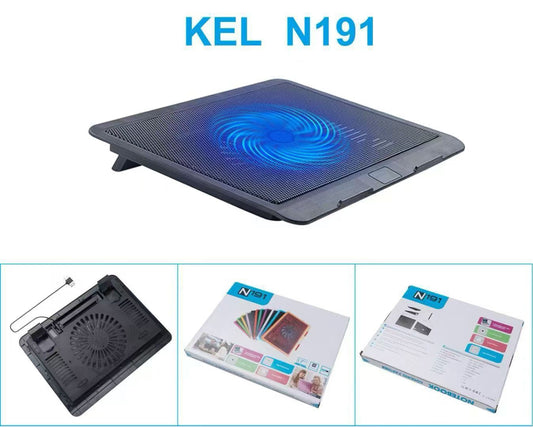 N191 USB Powered Portable Laptop Cooling Pad with Adjustable Stand, Silent 14CM Fan, Slim Lightweight Notebook Cooler for Up to 17 Inch Laptops