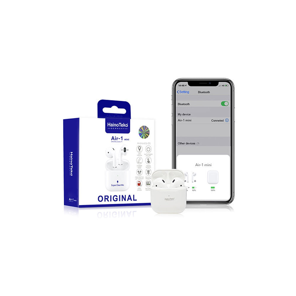Haino Teko Air 1 Mini Bluetooth Wireless Earphone Headset and Super Clear Mic For Android and iPhones