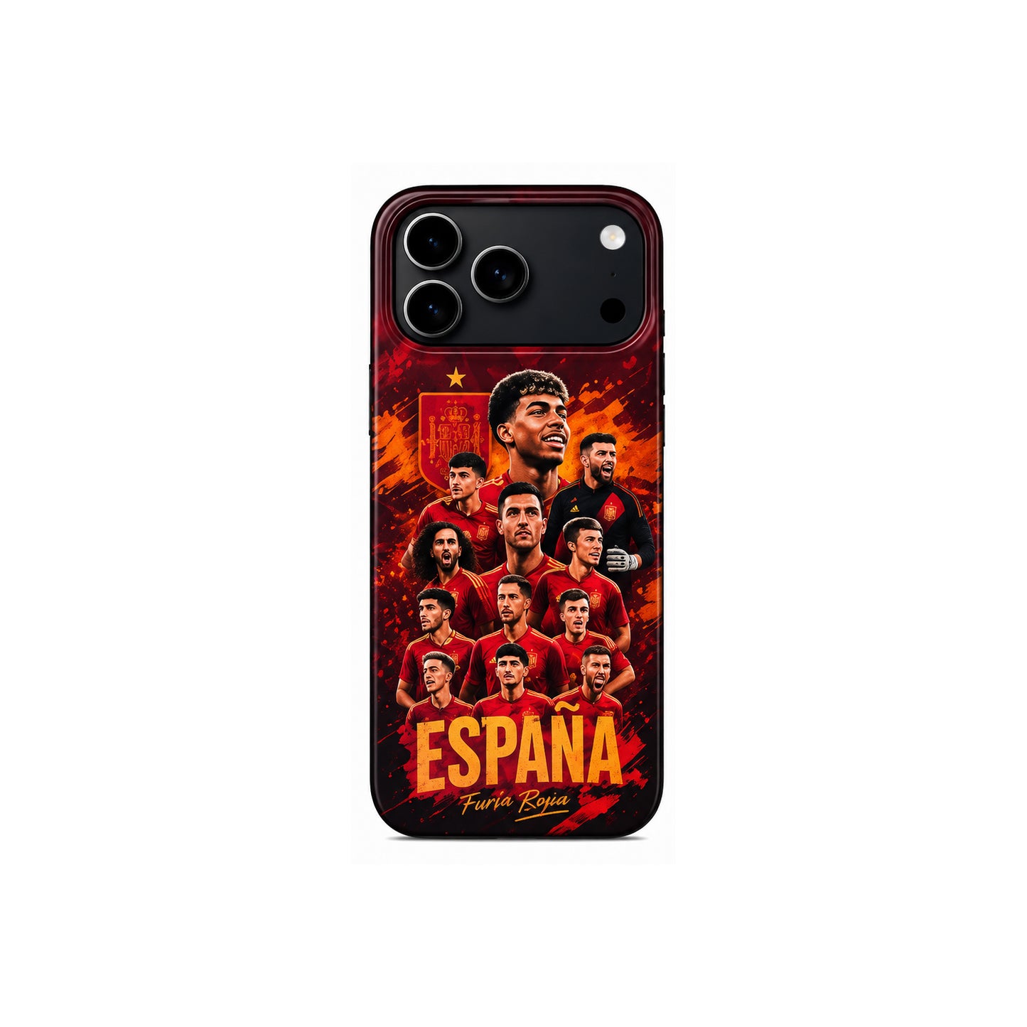 Lacoz Football Theme Spain Team Printed Slim Fit Anti-Scratch Back Case with Precision Cut-Outs and Comfortable Grip Shockproof Protective Cover Compatible With iPhone 17 Pro
