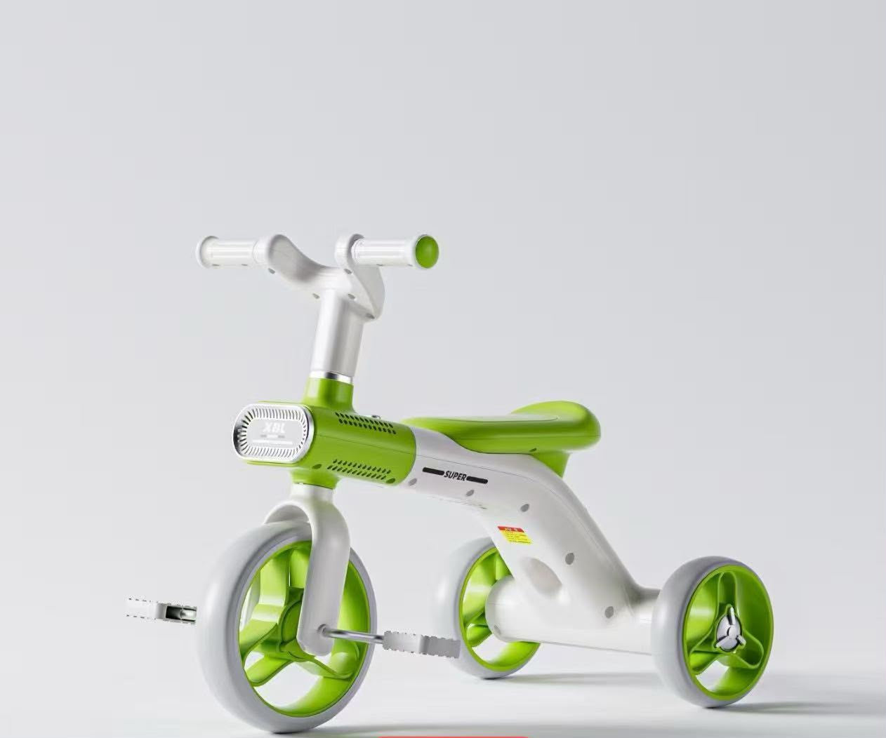 Kids Tricycle Pedal-Powered Ride-On Trike with Built-in Light & Music Headlight EVA Silent Wheels, Anti-Slip Pedals, Comfortable Seat, Durable Frame Indoor & Outdoor First Bicycle for Boys and Girls