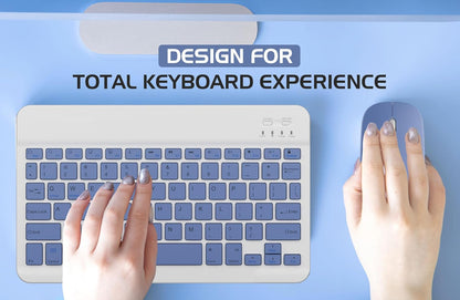 Wireless Bluetooth Keyboard and Mouse Combo – Rechargeable Slim Keyboard Kit with Multi-Device Support, Silent Click Mouse, Long Battery Life, Compact Portable Design for Laptop, PC, Tablet Purple