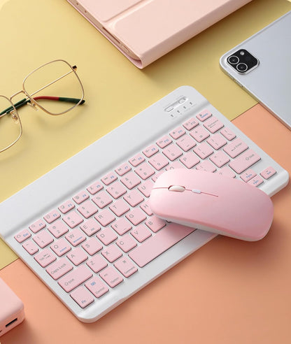 Wireless Bluetooth Keyboard and Mouse Combo – Rechargeable Slim Keyboard Kit with Multi-Device Support, Silent Click Mouse, Long Battery Life, Compact Portable Design for Laptop, PC, Tablet Pink