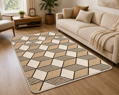 Geometric Anti-Slip Floor Mat 80 x 50 cm Soft Absorbent Rug for Bedroom, Living Room, Bathroom, Kitchen & Entryway Washable Non-Skid Decorative Door Mat