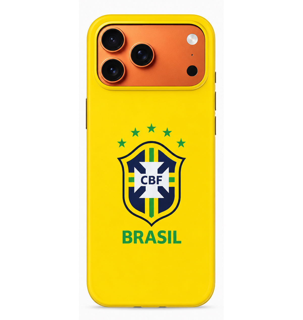 Lacoz Football Theme Brazil Team Logo Printed Slim Fit Anti-Scratch Back Case with Precision Cut-Outs and Comfortable Grip Shockproof Protective Cover Compatible With iPhone 17 Pro Max