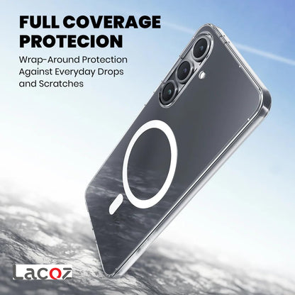 Premium Magnetic Transparent Phone Case for Samsung Galaxy S25+ Crystal Clear Protective Cover with Strong Magnetic Ring for Wireless Charging