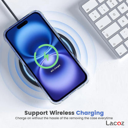 Premium Magnetic Transparent Phone Case for iPhone 16 Plus Crystal Clear Protective Cover with Strong Magnetic Ring for Wireless Charging
