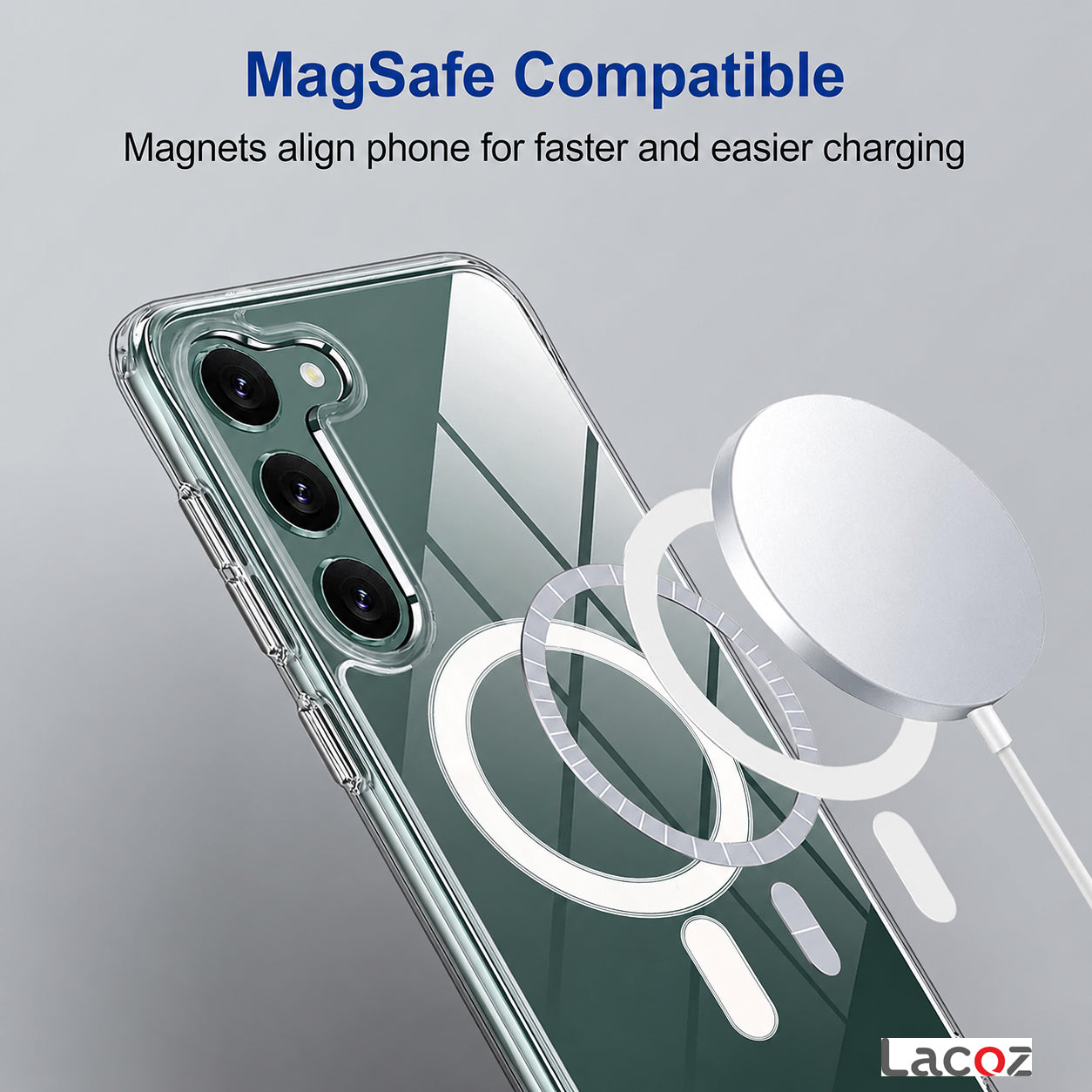 Premium Magnetic Transparent Phone Case for Samsung Galaxy S23 Plus Crystal Clear Protective Cover with Strong Magnetic Ring for Wireless Charging
