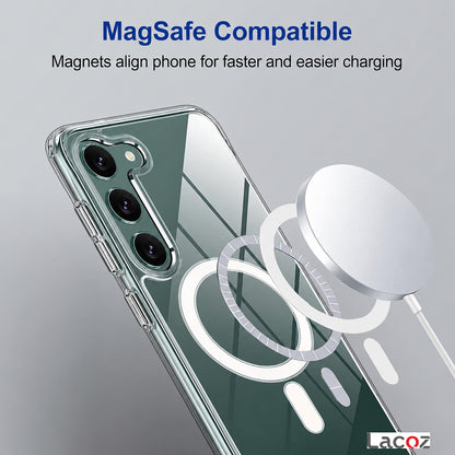 Premium Magnetic Transparent Phone Case for Samsung Galaxy S23 Plus Crystal Clear Protective Cover with Strong Magnetic Ring for Wireless Charging