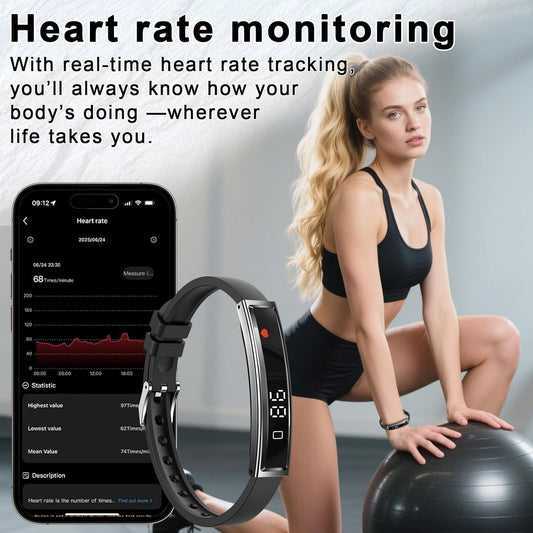 Smart Bracelet Fitness Tracker with Waterproof Heart Rate, Sleep Monitoring Bluetooth 5.3 Health Tracker Bracelet Designed for Ladies and Gents Gold