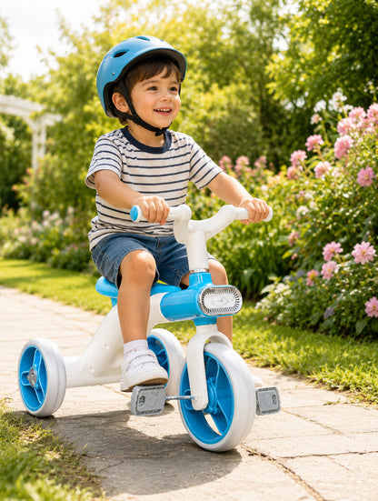 Kids Tricycle Pedal-Powered Ride-On Trike with Built-in Light & Music Headlight EVA Silent Wheels, Anti-Slip Pedals, Comfortable Seat, Durable Frame Indoor & Outdoor First Bicycle for Boys and Girls