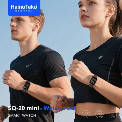 HainoTeko SQ-20 Mini Waterproof Design Smart Watch with AMOLED Display Bluetooth Calling Heart Rate & Fitness Tracking 3 Pair Straps and Charging Cable Designed for Ladies and Gents
