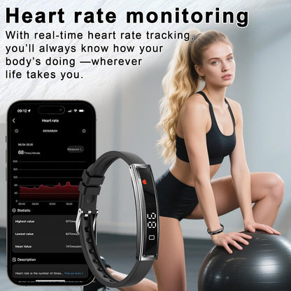 Smart Bracelet Fitness Tracker with Waterproof Heart Rate, Sleep Monitoring Bluetooth 5.3 Health Tracker Bracelet Designed for Ladies and Gents Black