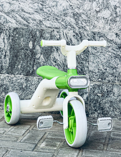Kids Tricycle Pedal-Powered Ride-On Trike with Built-in Light & Music Headlight EVA Silent Wheels, Anti-Slip Pedals, Comfortable Seat, Durable Frame Indoor & Outdoor First Bicycle for Boys and Girls
