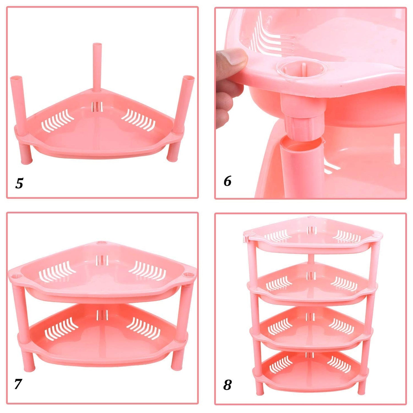 4-Layer Plastic Corner Storage Rack for Kitchen & Home – Space-Saving Multi-Tier Vegetable & Fruit Organizer Shelf, Durable Ventilated Storage Stand for Kitchen
