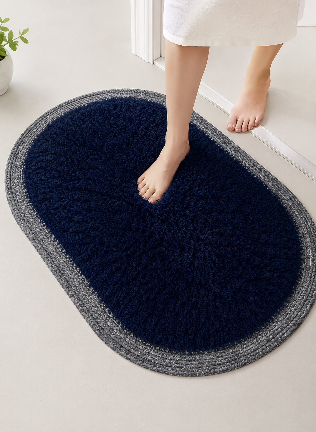 Ultra Soft Shaggy Floor Mat with Non-Slip Backing, Washable Plush Rug for Bedroom, Living Room, Bathroom, Kitchen & Entryway Blue