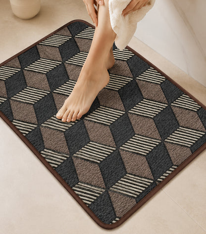 Geometric Anti-Slip Floor Mat 80 x 50 cm Soft Absorbent Rug for Bedroom, Living Room, Bathroom, Kitchen & Entryway Washable Non-Skid Decorative Door Mat