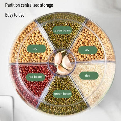 360° Rotating Multi-Compartment Storage Organizer with One-Touch Dispensing System, Transparent Visibility Design, Space-Saving Countertop Storage Container Green