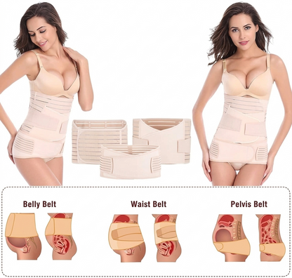 3 in 1 Postpartum Girdle Support Recovery Belly Band Corset Wrap Body Shaper for After Birth Postnatal C-Section Waist Pelvis Shapewear Wrap Girdle Support Band Belt Body Shaper