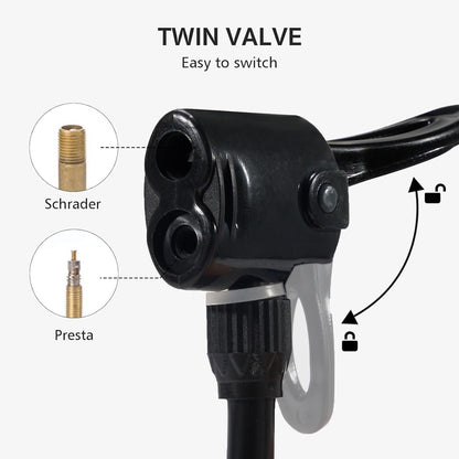 Portable Hand Air Pump with 3 Nozzle Attachments, Manual Air Inflator Pump for Bicycle Tires Sports Balls, Pool Floats, Air Cushions, Inflatable Toys & Outdoor Accessories
