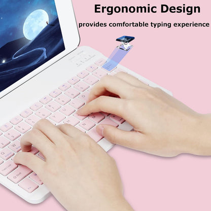 Wireless Bluetooth Keyboard and Mouse Combo – Rechargeable Slim Keyboard Kit with Multi-Device Support, Silent Click Mouse, Long Battery Life, Compact Portable Design for Laptop, PC, Tablet Pink