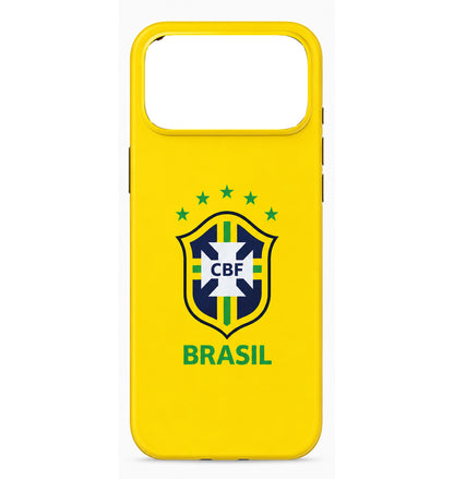 Lacoz Football Theme Brazil Team Logo Printed Slim Fit Anti-Scratch Back Case with Precision Cut-Outs and Comfortable Grip Shockproof Protective Cover Compatible With iPhone 17 Pro