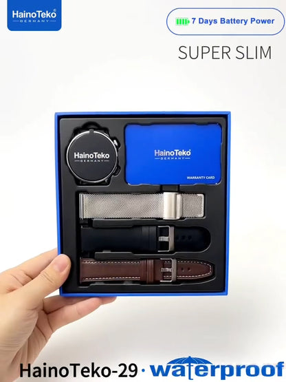 Haino Teko 29 Waterproof Design Smart Watch With AMOLED Display BT Calling 3 Pair Straps and Charging Cable Designed for Ladiesand Gents