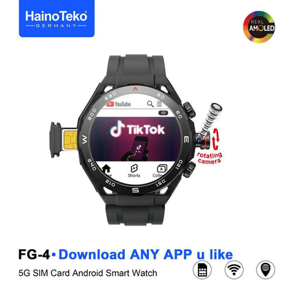 HainoTeko FG-4 Smart Watch with AMOLED Display Smart Notifications Social Media & Fitness Tracking and Multi-Sport Modes Designed for Gents Black