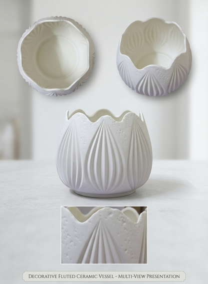 Decorative Ceramic Flower Pot 15.5 cm Modern White Planter for Indoor and Outdoor Plants Stylish Tabletop Plant Pot for Home, Office & Garden Decor
