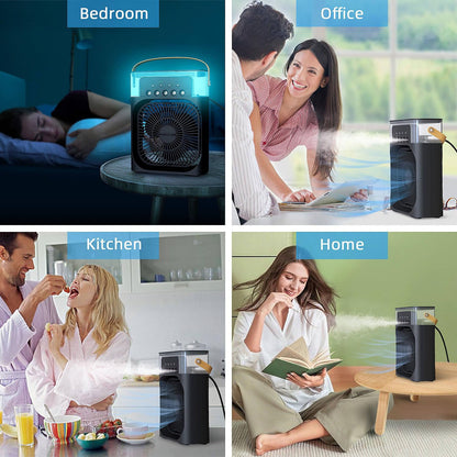 Portable Air Cooler Fan with Humidifier 3-Speed Turbo Cooling LED Night Light USB Powered Personal Air Cooler for Home, Office & Travel Black